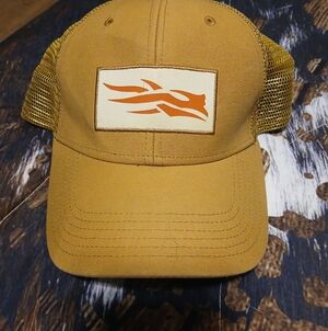 Sitka Gear Trucker Hat Tan Mesh Snapback Hunting Cap Orange Logo Outdoor